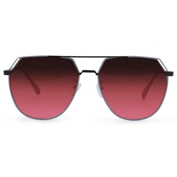 TOPFOXX Women\'s Black Frame Farrah Ruby Red Lens Oversized Aviator Sunglasses main image 6